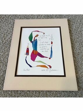 Brian Andreas Story People Matted Print Signed "Run Proud” Whimsy 11 x 14 - 1995